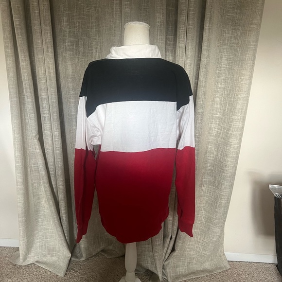1990S LANDS' END RED, WHITE AND BLUE RUGBY SHIRT Size Medium - Picture 3 of 9